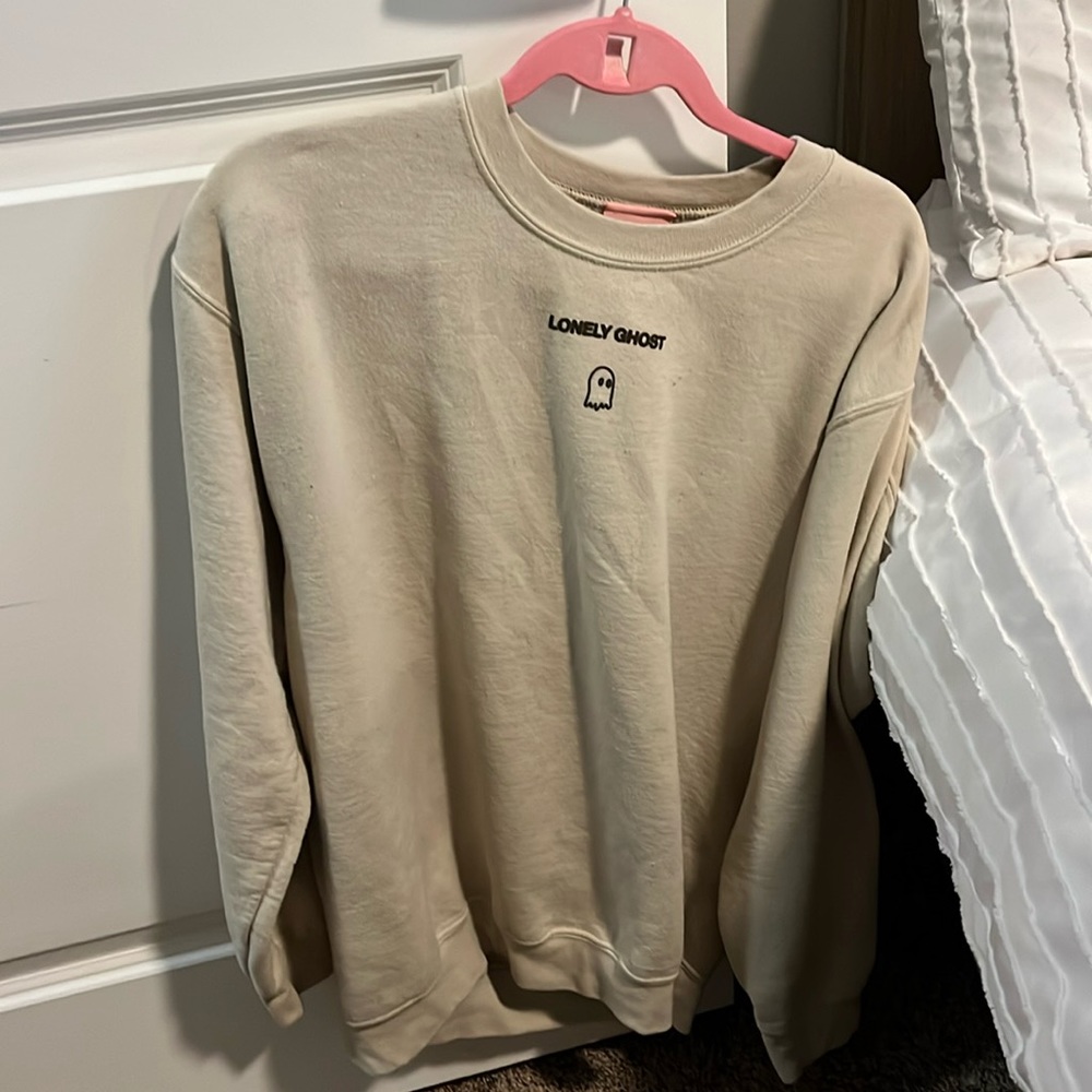 Lonely Ghost Tan Crewneck “Text me when you get home”